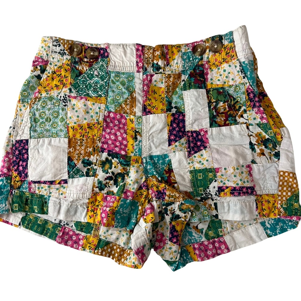 Pilcro Patchwork Shorts Womens 26 Multicolor Floral Boho Cotton